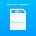 Signing NDA. Non disclosure agreement document. Vector illustration.